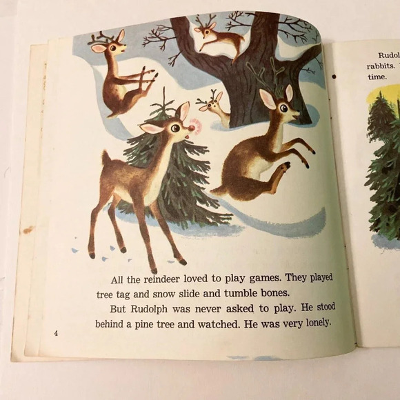 Vintage 1958 Rudolph The Red Nosed Reindeer Read Along Book Only No Record - Picture 9 of 12